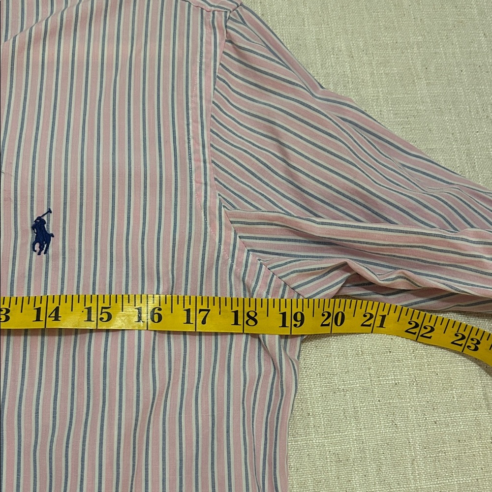 Vintage Ralph Lauren Pink/Blue Striped Preppy Shirt Men's Small Collegiate - Picture 11 of 13